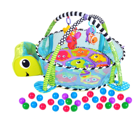 Covoras de joaca - Centru de activitati premium 5 in 1 cu salteluta creativa, 4 x Jucarii Detasabile si tarc cu 30 bile Multicolore