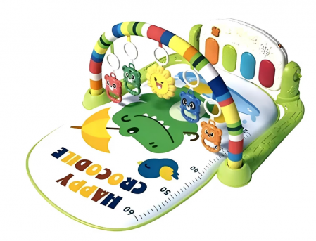 Covoras de joaca - Centru de activitati si joaca, saltea Interactiva pentru copii, cu centimetru, cu sunete, multifunctional cu pian si jucarii zornaitoare
