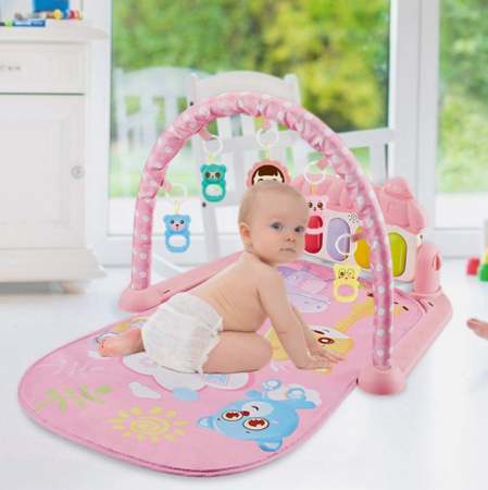 Centru de activitati si joaca, saltea Interactiva pentru copii, cu sunete, multifunctional cu pian si jucarii zornaitoare [3]
