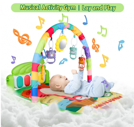 Centru de activitati si joaca, saltea Interactiva pentru copii, cu sunete, multifunctional cu pian si jucarii zornaitoare [6]
