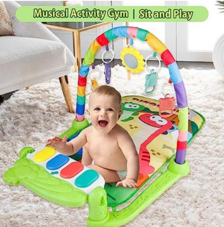 Centru de activitati si joaca, saltea Interactiva pentru copii, cu sunete, multifunctional cu pian si jucarii zornaitoare [2]