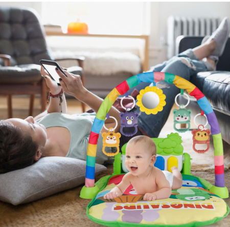 Centru de activitati si joaca, saltea Interactiva pentru copii, cu sunete, multifunctional cu pian si jucarii zornaitoare [7]