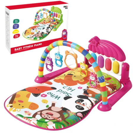 Centre de activitati - Centru de activitati si joaca, saltea Interactiva pentru copii, cu sunete, multifunctional cu pian si jucarii zornaitoare, Roz