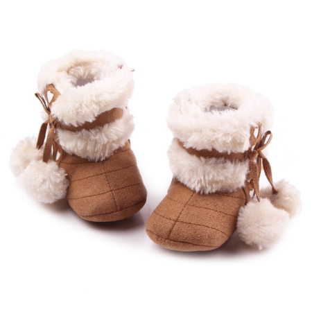 Baietei - Cizmulite cu blanita si ciucurei - Maro