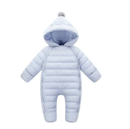 Combinezoane - Combinezon bebe, imblanit integral, cu botos si manusi, Bubu-Still, alb