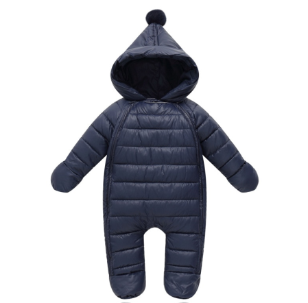 Combinezoane - Combinezon bebe, imblanit integral, cu botos si manusi, Bubu-Still, albastru