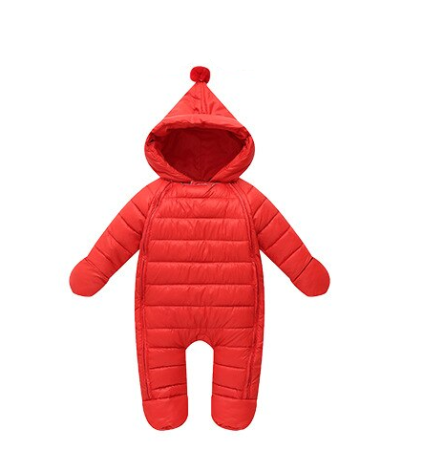Combinezoane - Combinezon bebe, imblanit integral, cu botos si manusi, Bubu-Still, rosu