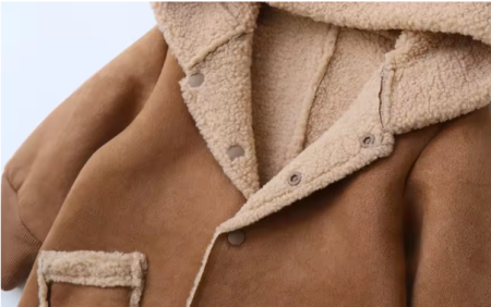 Combinezon bebelusi, Din blanita, Cu gluga si buzunar, Bej [1]