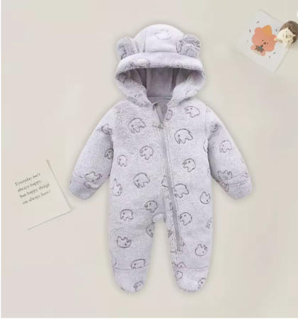 Combinezon bebelusi, Flausat, Cu urechi, Gri [1]