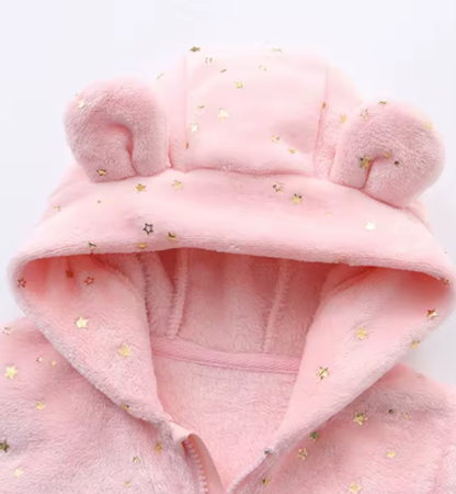 Combinezon bebelusi, Flausat, Cu urechi, Roz [2]