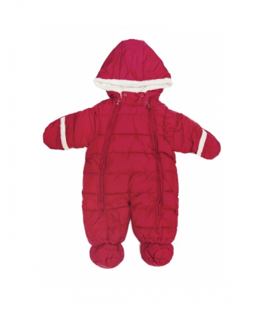 Combinezoane - Combinezon imblanit, cu gluga si fermoare, rosu caramiziu