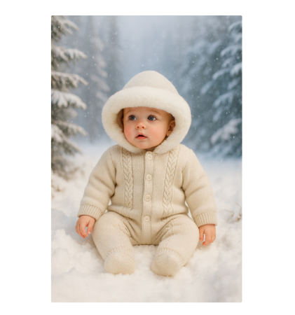 Set nou nascut - Combinezon imblanit la interior, cu gluga cu blana