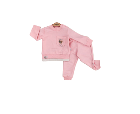 Set nou nascut - Compleu 2 piese,cu buzunar ursulet