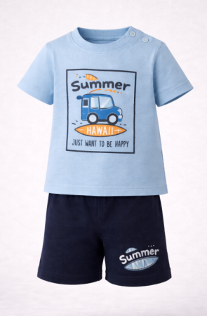 Costumase - Compleu 2 piese, Hawaii, albastru