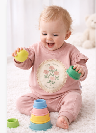 Costumase toamna-iarna - Compleu 2 piese, medalion floral