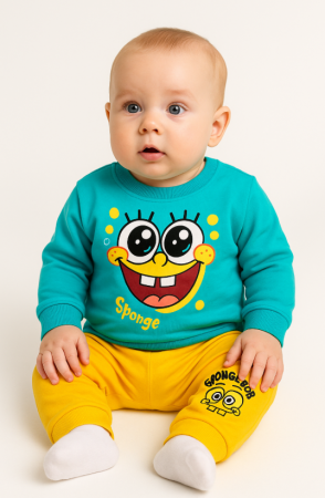 Costumase toamna-iarna - Compleu 2 piese, SpongeBob, albastru