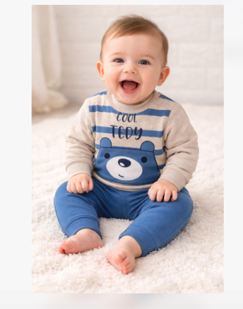 Haine bebe baietei - Compleu 2 piese, SpongeBob, albastru