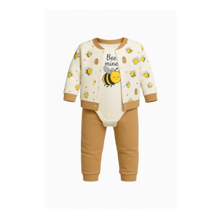 Compleu 3 piese, cu body, albinuta harnica [1]