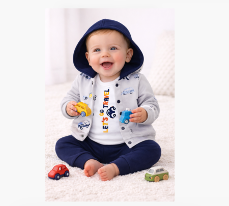 Costumase - Compleu 3 piese, cu body, Bebe calatoreste