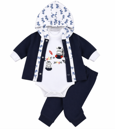 Costumase - Compleu 3 piese, cu body, Ursuleti, Albastru
