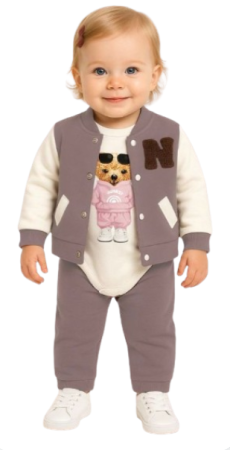 Costumase toamna-iarna - Compleu 3 piese, cu body, Ursuletul Somnoros cu ochelari