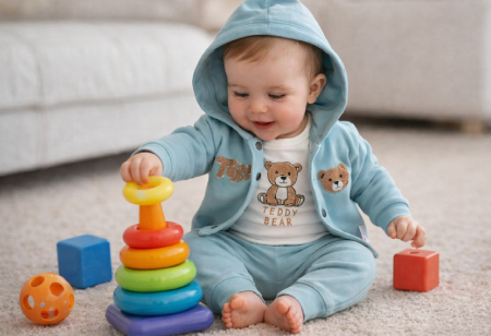 Set nou nascut - Compleu 3 piese, cu body, Ursuletul Somnoros, Vernil