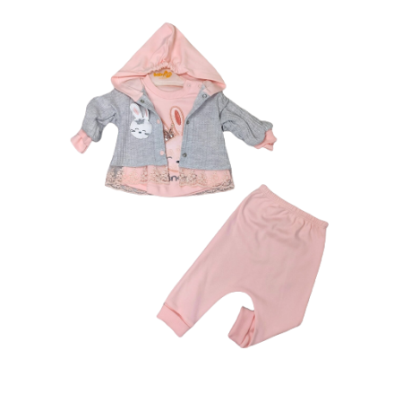 Set nou nascut - Compleu 3 piese cu dantela