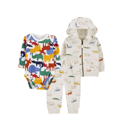 Costumase toamna-iarna - Compleu 3 piese, cu gluga, Animalute din jungla, ivoire, Bubu-Still