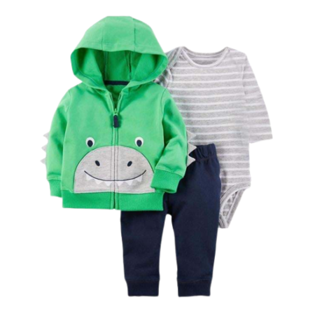 Costumase toamna-iarna - Compleu 3 piese, cu gluga, Dinozaur 3D