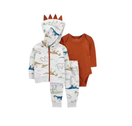 Costumase toamna-iarna - Compleu 3 piese, cu gluga, Dinozaur bej, Bubu-Still