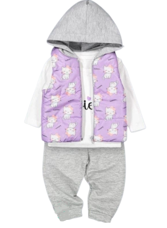 Set nou nascut - Compleu 3 piese,model pisicute