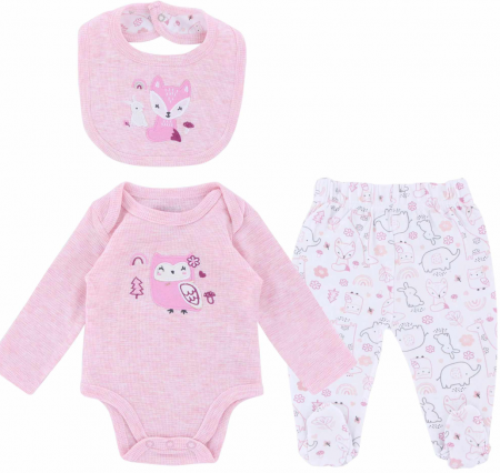Haine bebe fetite - Compleu 3 piese, Vitamins Baby, Roz