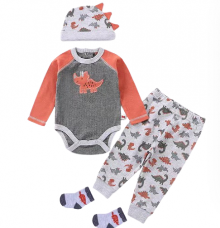 Set nou nascut - Compleu 4 piese, Vitamins Baby, Gri