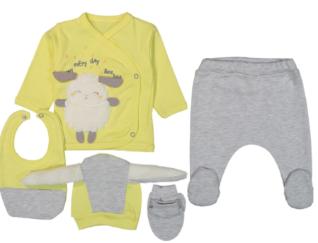 Set nou nascut - Compleu 5 piese, oita, 52-56 cm