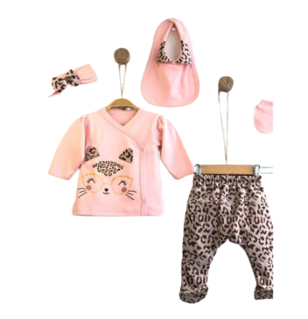 Set nou nascut - Compleu 5 piese,pisicuta somnoroasa