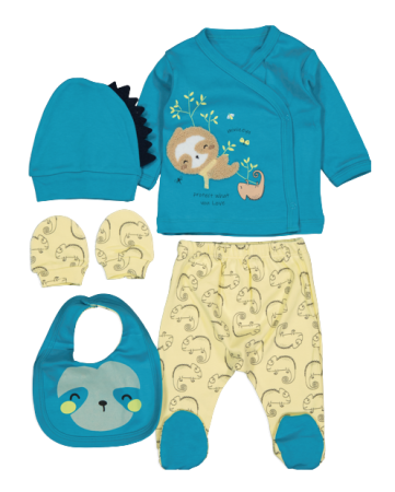 Set nou nascut - Compleu 5 piese, ursulet, 52-56 cm