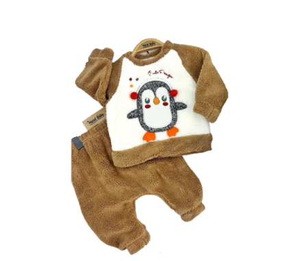 Set nou nascut - Compleu bebe,cocolino gros,model pinguin