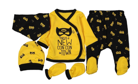 Set nou nascut - Compleu copii, 5 piese, Bubu-Still, 1-3 luni, 52-56 cm, Animalute nazdravane,Batman