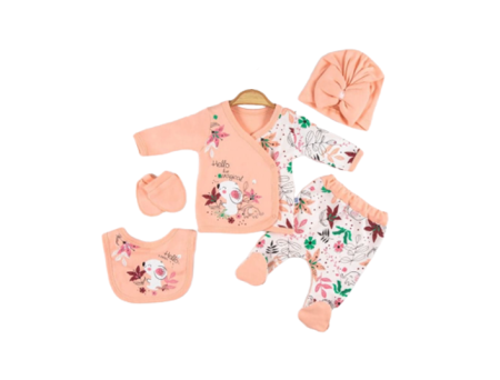 Set nou nascut - Compleu copii, 5 piese, Bubu-Still, 1-3 luni, 52-56 cm, Animalute nazdravane, Corai