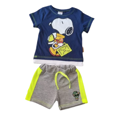 Haine bebe baietei - Compleu copii,cu maneca scurta, Snoopy