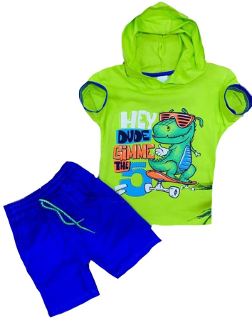Costume - Compleu copii dinozaur verde neon