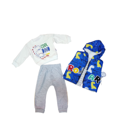 Costumase toamna-iarna - Compleu cu vestuta,3 piese,albastru