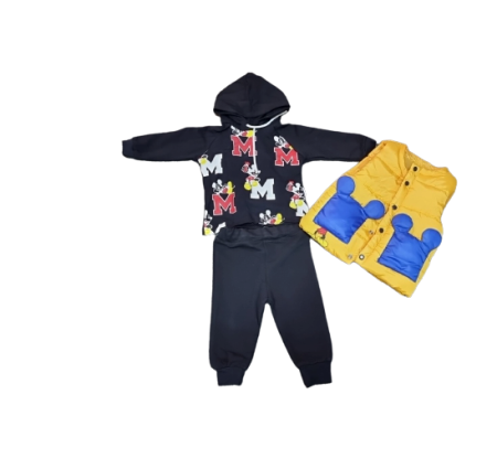 Costumase toamna-iarna - Compleu cu vestuta,3 piese,galben