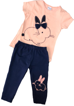 Haine fete - Compleu de vara,iepuras roz