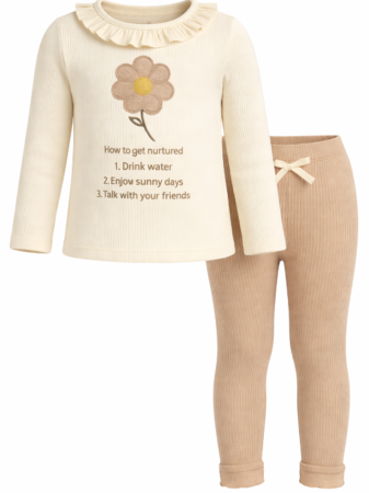 Trening - Compleu fete, cu broderie, Bej cu ivoire