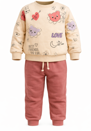 Trening - Compleu fete, cu ursuleti Bej