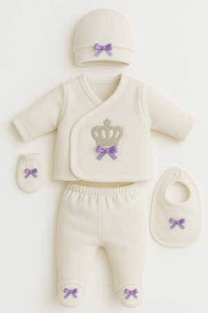 Compleu nou nascut, 5 piese, Minunata Printesa, Liliac [1]