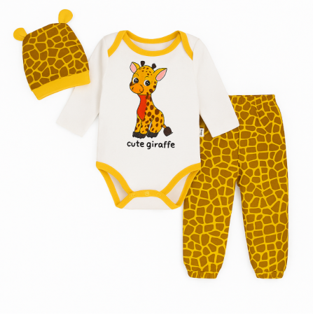 Set nou nascut - Compleu pentru bebelusi, 3 piese, Bubu-Still, model girafa