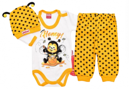 Set nou nascut - Compleu pentru bebelusi, 3 piese, Bubu-Still, albinuta