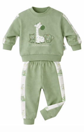 Set nou nascut - Compleu pentru casa, model girafa, verde